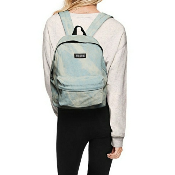 PINK/Victoria's Secret Campus Mini Backpack Denim - Picture 1 of 6